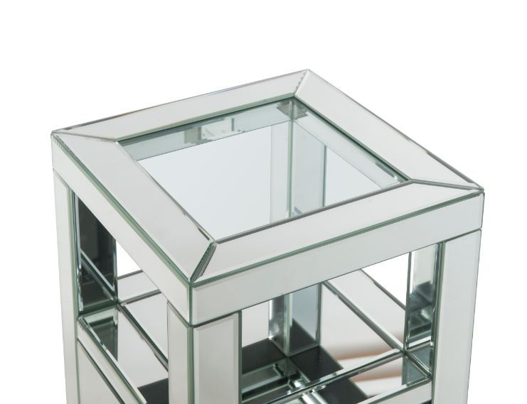 Noralie - Mesa auxiliar - Vidrio transparente, espejado y diamantes de imitación - 24"