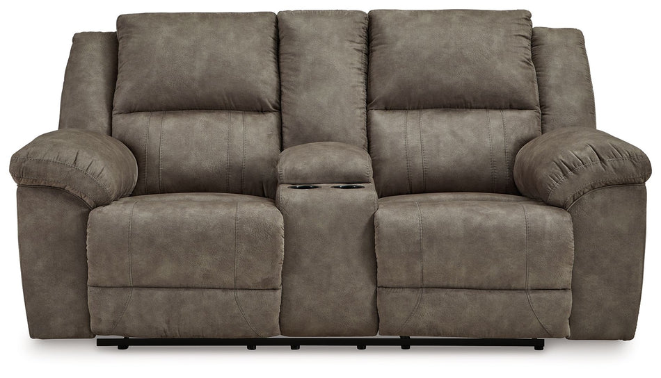 Laresview - Fossil - Sofá de dos plazas reclinable doble con consola