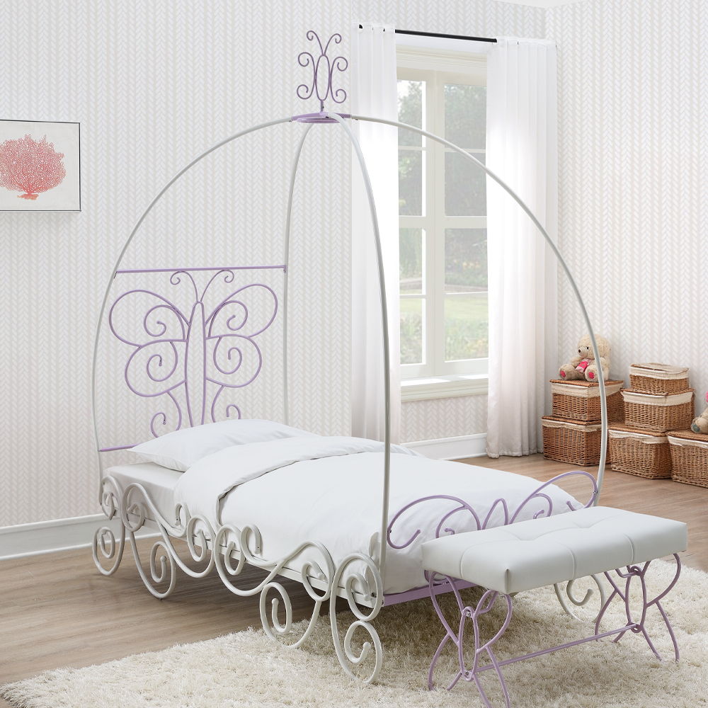 Priya II - Cama individual - Blanco y violeta claro