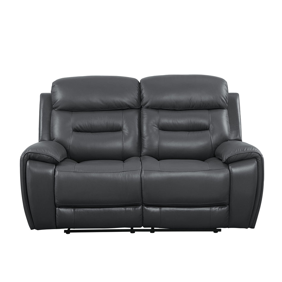 Lamruil - Motion Loveseat - Gray Top Grain Leather