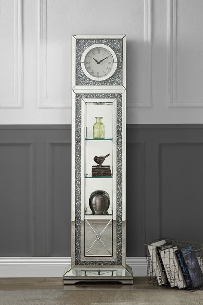 Noralie - Reloj de pie - Plata perlada - Madera - 63"