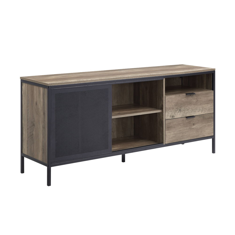 Nantan - Mueble de TV - Acabado en roble rústico y negro - 28"