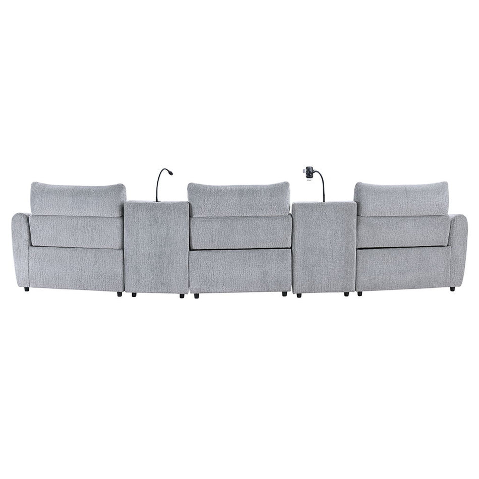 Fullar - LAF Modular Power Motion Recliner - Light Gary Chenille