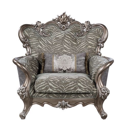 Elozzol - Silla con cojín - Acabado en bronce antiguo y tela - Madera
