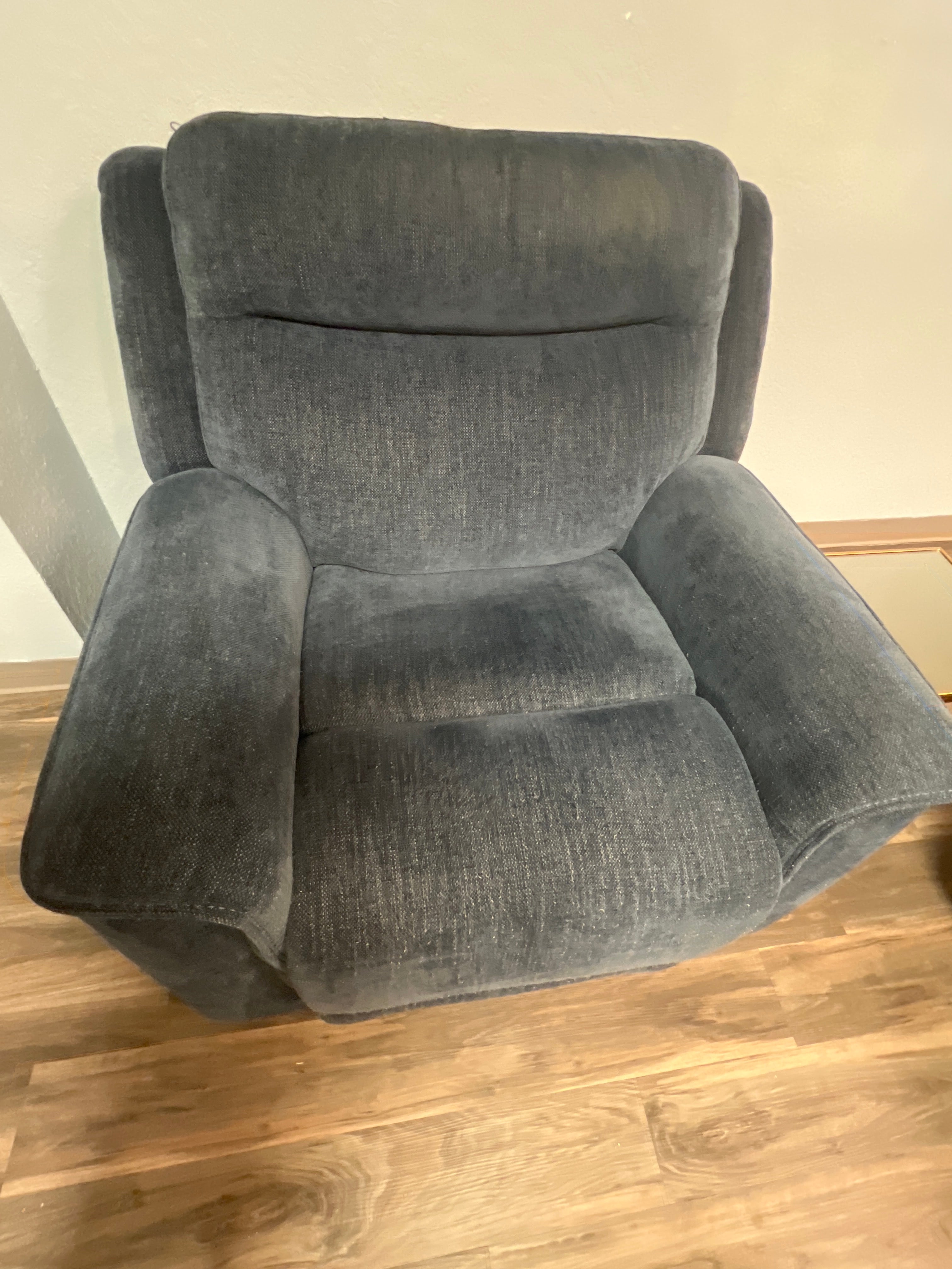 Blue Fabric Manual Reclining Rocking Chair