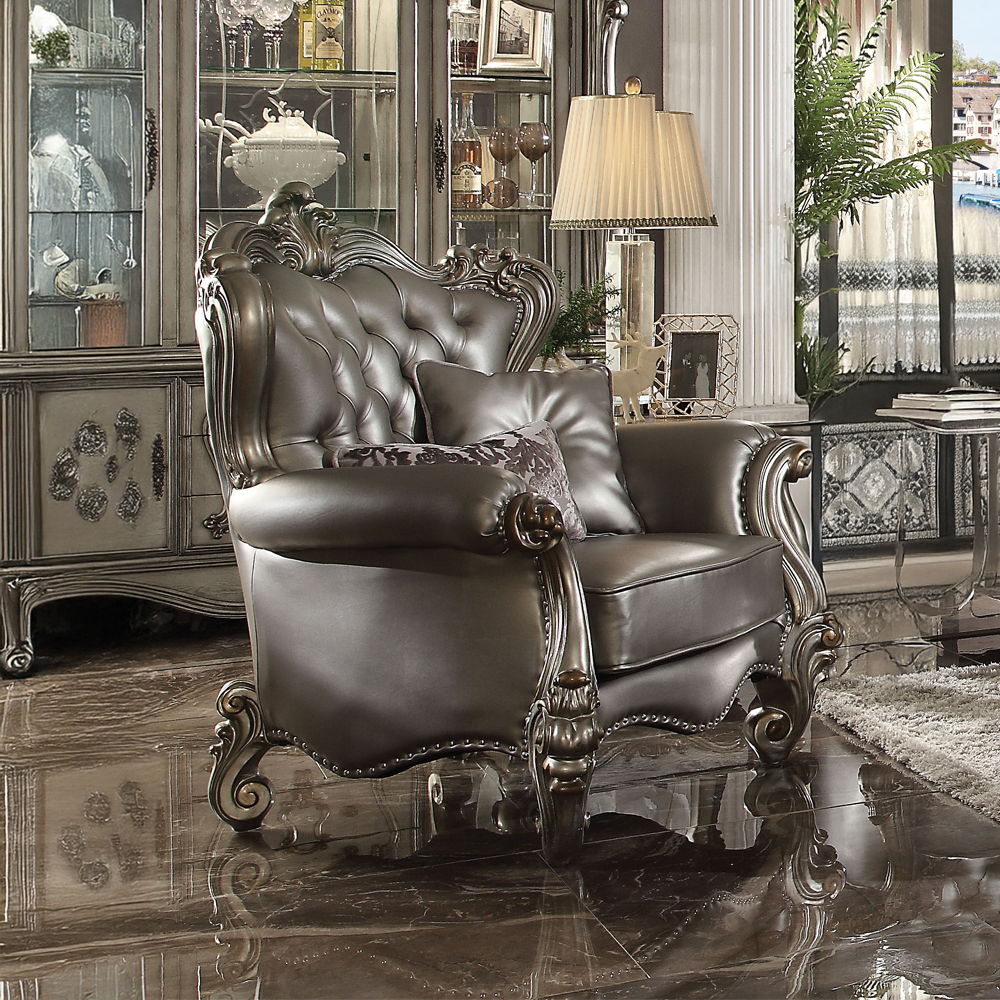 Versalles - Silla - PU Plata y Platino Antiguo