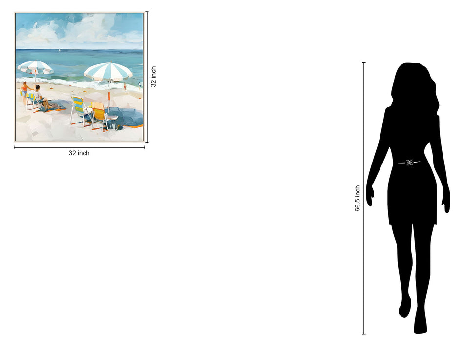 Seaside Umbrella View - 32" x 32" Framed Wall Art