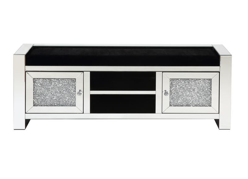 Noralie - Banco - Espejo y diamantes falsos - Madera - 22"