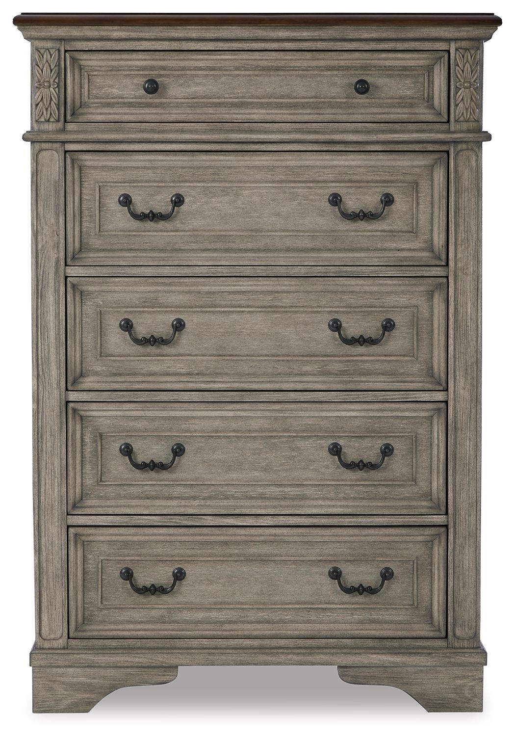 Cómoda de cinco cajones Lodenbay en gris antiguo