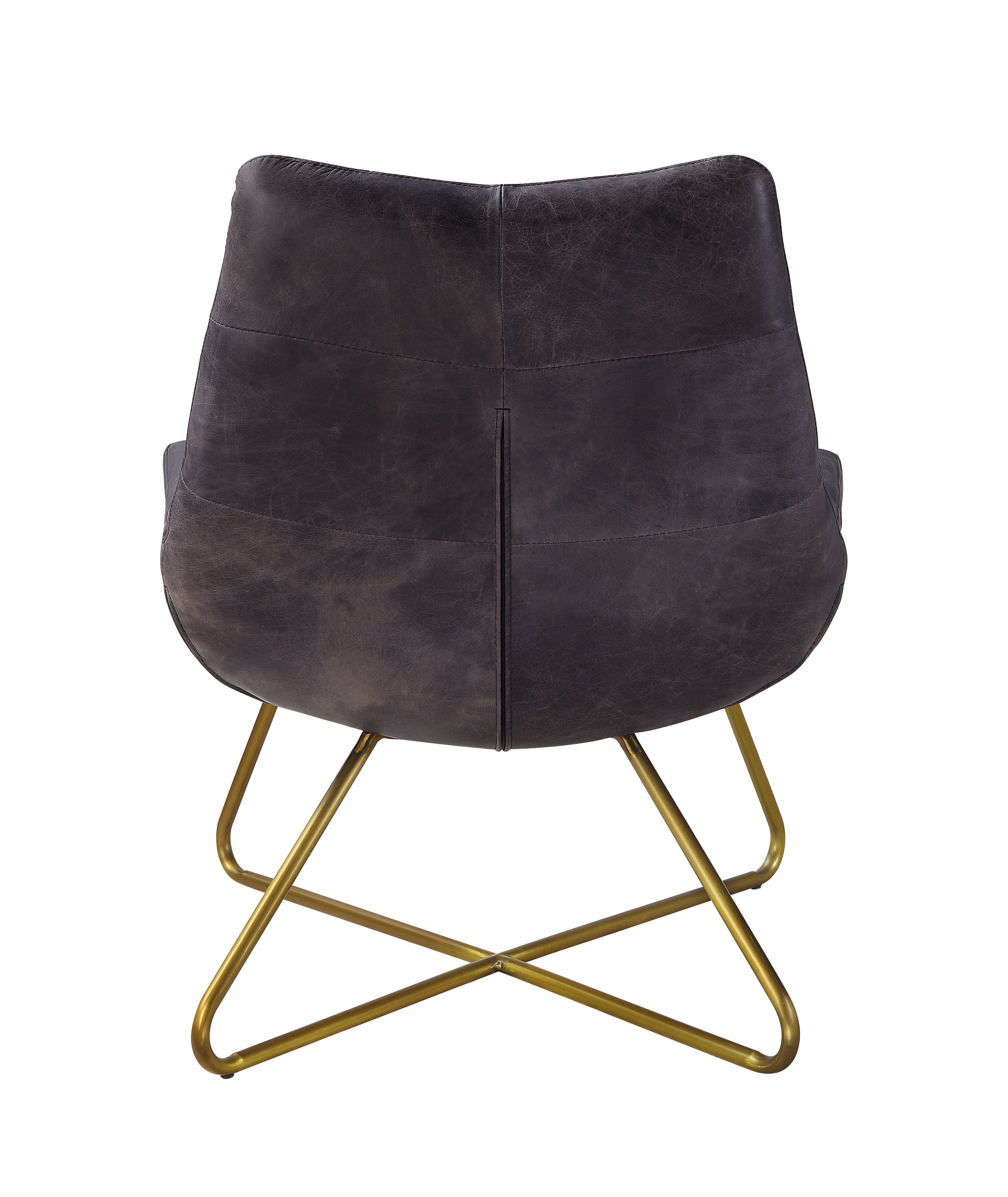 Sillón decorativo Dhalsim: cuero de grano superior color ébano antiguo