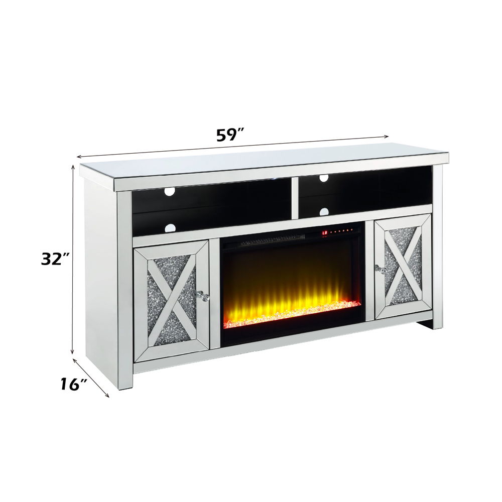 Noralie - Mueble de TV - Espejo y diamantes de imitación - Madera - 32"