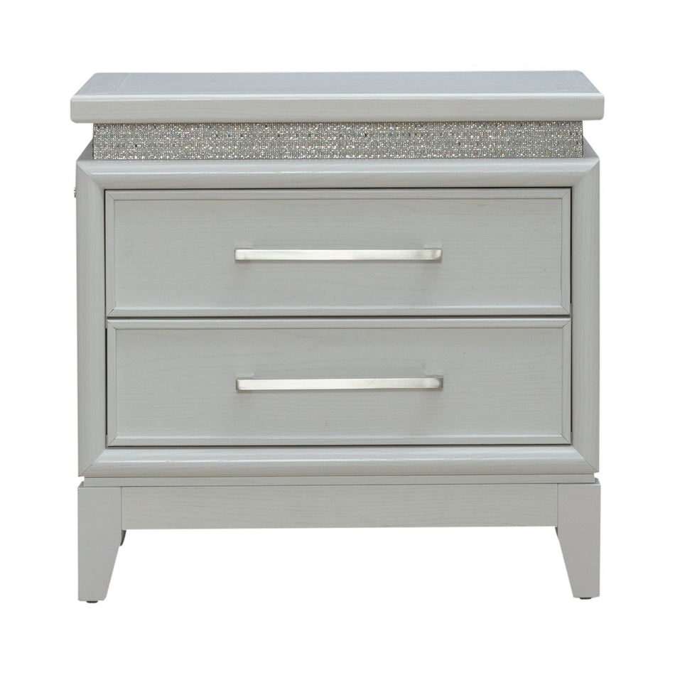 Reflections - Nightstand With Lights and Charging Station - White