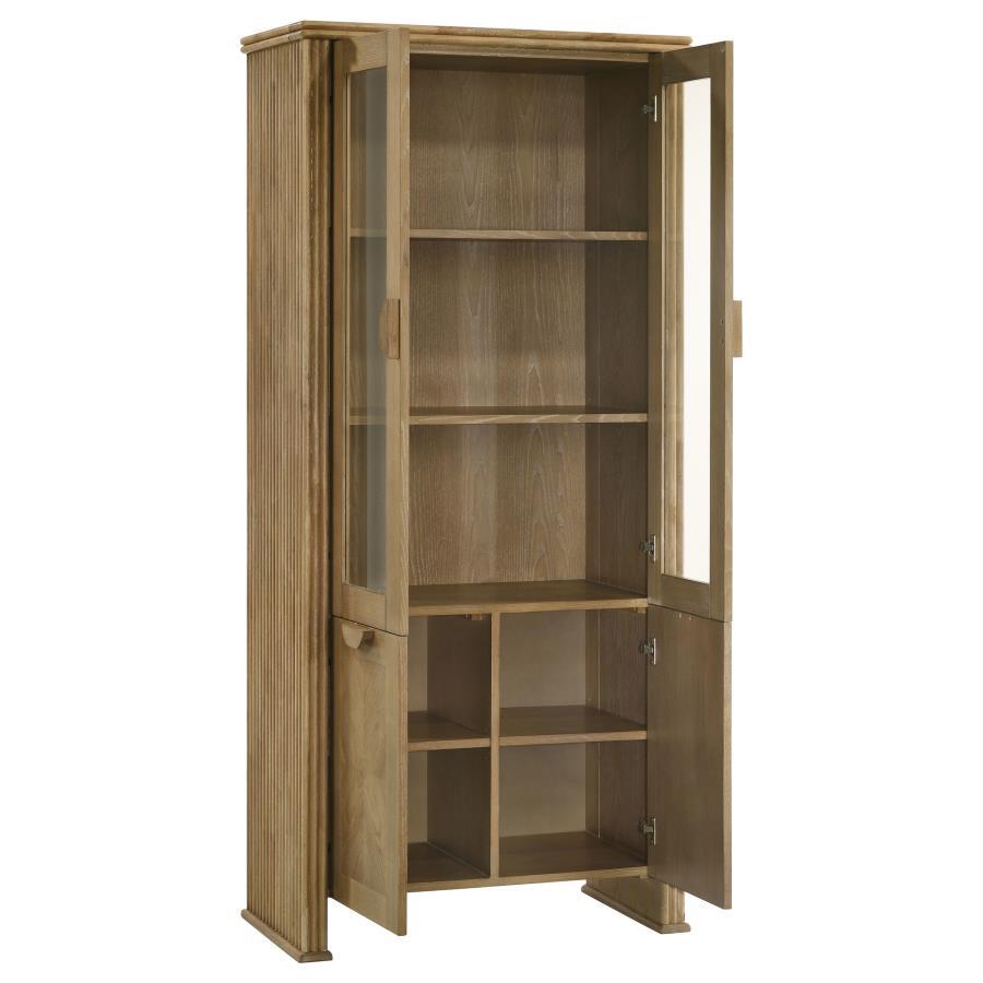 Adina - 77" Tall Display Cabinet - Distressed Light Brown