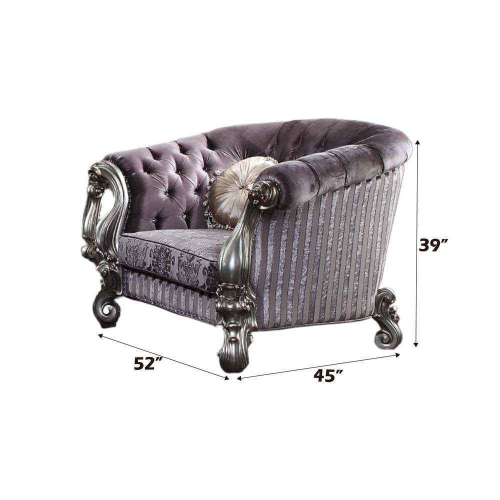 Versalles - Silla - Terciopelo y platino antiguo - 39"