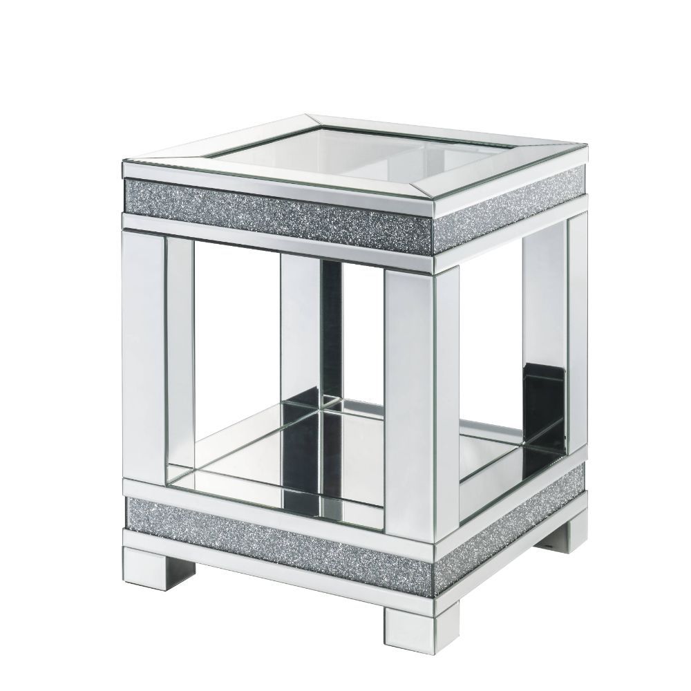 Noralie - Mesa auxiliar - Plata perlada - Madera - 24"