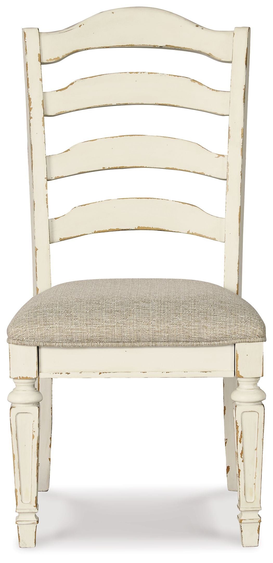 Realyn - Chipped White - Silla auxiliar para comedor UPH (juego de 2) - Respaldo en escalera