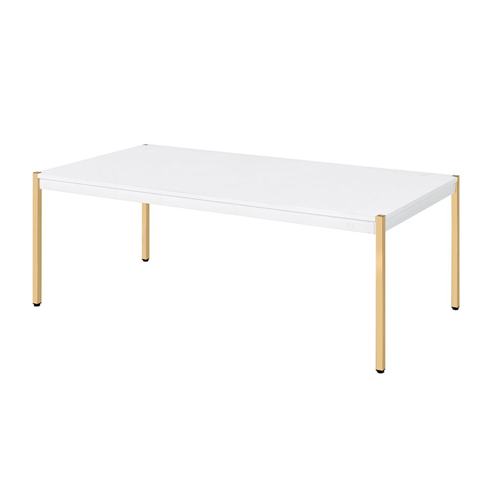 Otrac - Mesa de centro - Acabado blanco y dorado