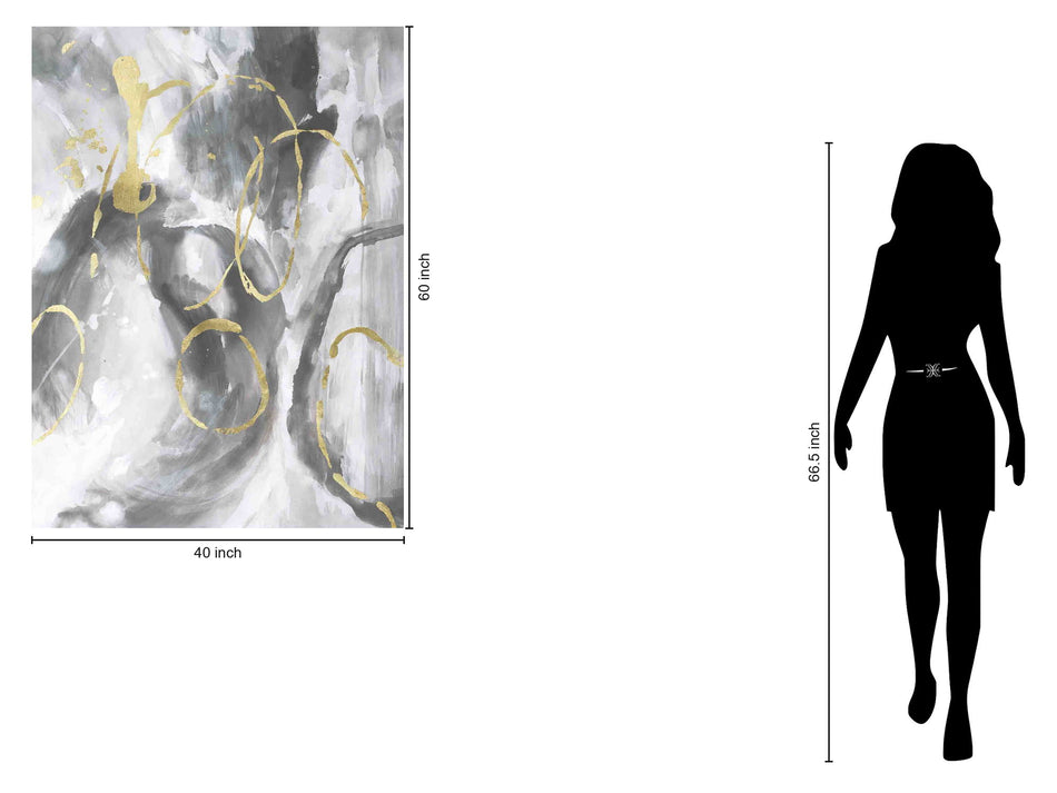 Floating Tempered Glass With Foil Splash In Gold Circles - Gray