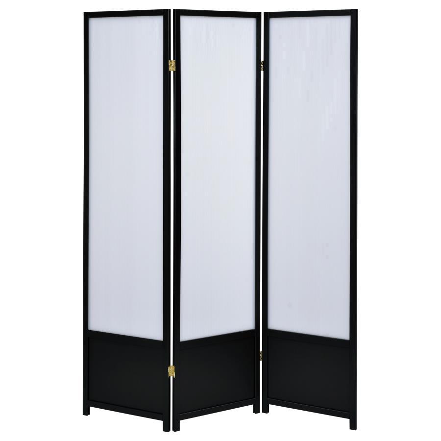 Calix - 3-Panel Room Divider Folding Shoji Screen - Black