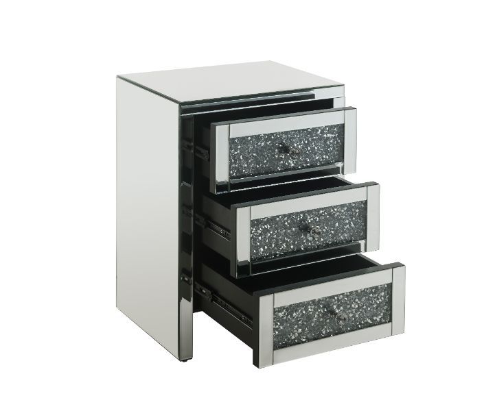 Noralie - Mesa auxiliar - Espejo y diamantes falsos - 26"
