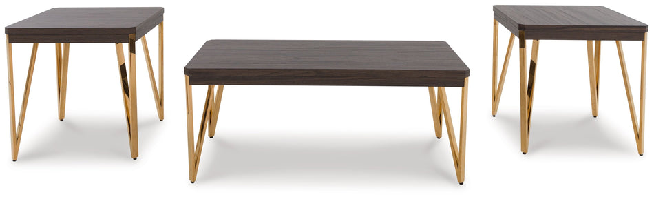 Bandyn - Occasional Table Set (Set of 3) - Brown / Champagne
