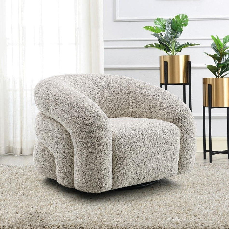 Irma - Chair With Swivel - Gray Boucle