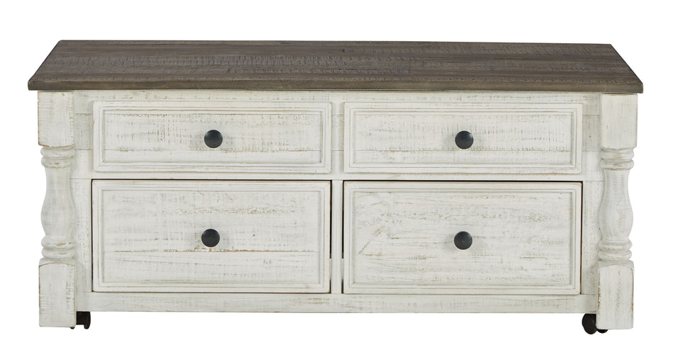 Mesa de cóctel elevable con cajones de almacenamiento Havalance - Blanco/Gris