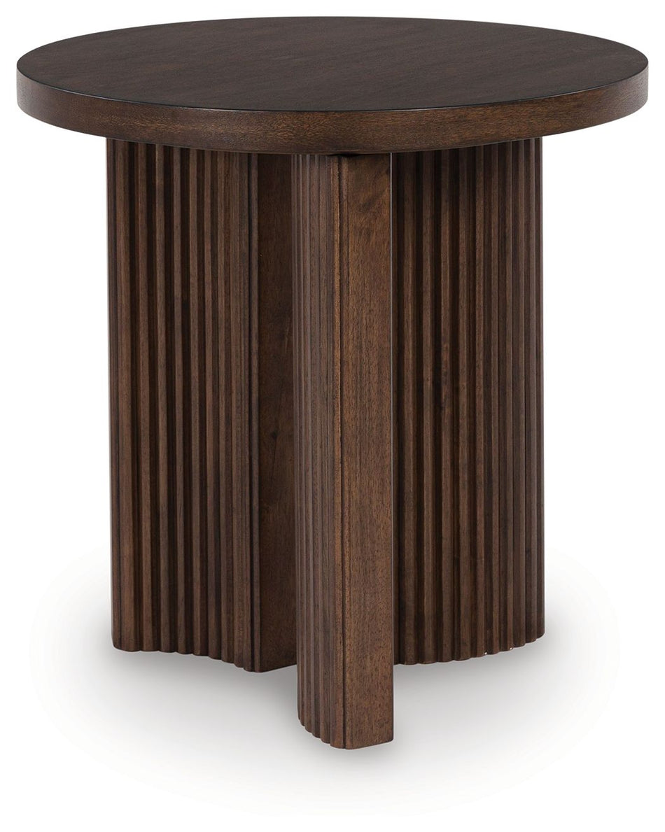 Mesa auxiliar redonda Korestone - Marrón oscuro