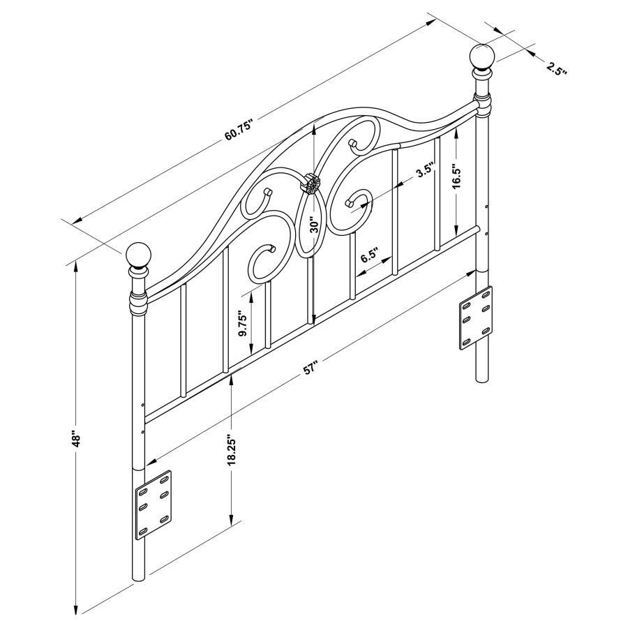 Bailey - Metal Queen / Full Open Frame Headboard - Black