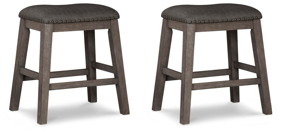 Taburete tapizado Caitbrook gris (juego de 2)