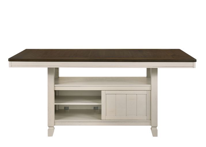 Mesa de altura de mostrador Tasnim - Acabado en roble y blanco antiguo