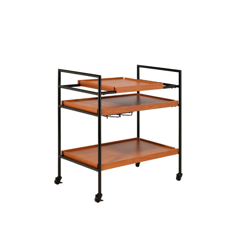 Oaken - Carrito de servicio - Roble miel y negro