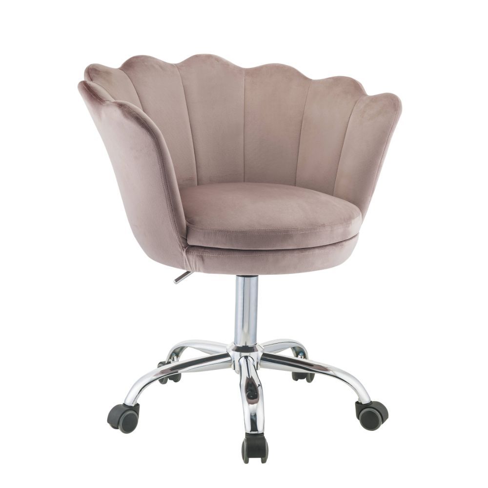 Micco - Silla de oficina - Terciopelo de cuarzo rosa y cromo
