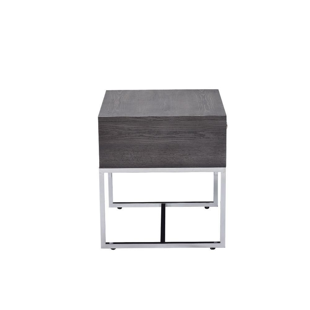 Iban - Mesa auxiliar - Roble gris y cromo