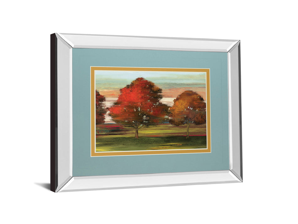 Tress In Motion By Alison Pearce - Mirror Framed Print Wall Art - Light Blue