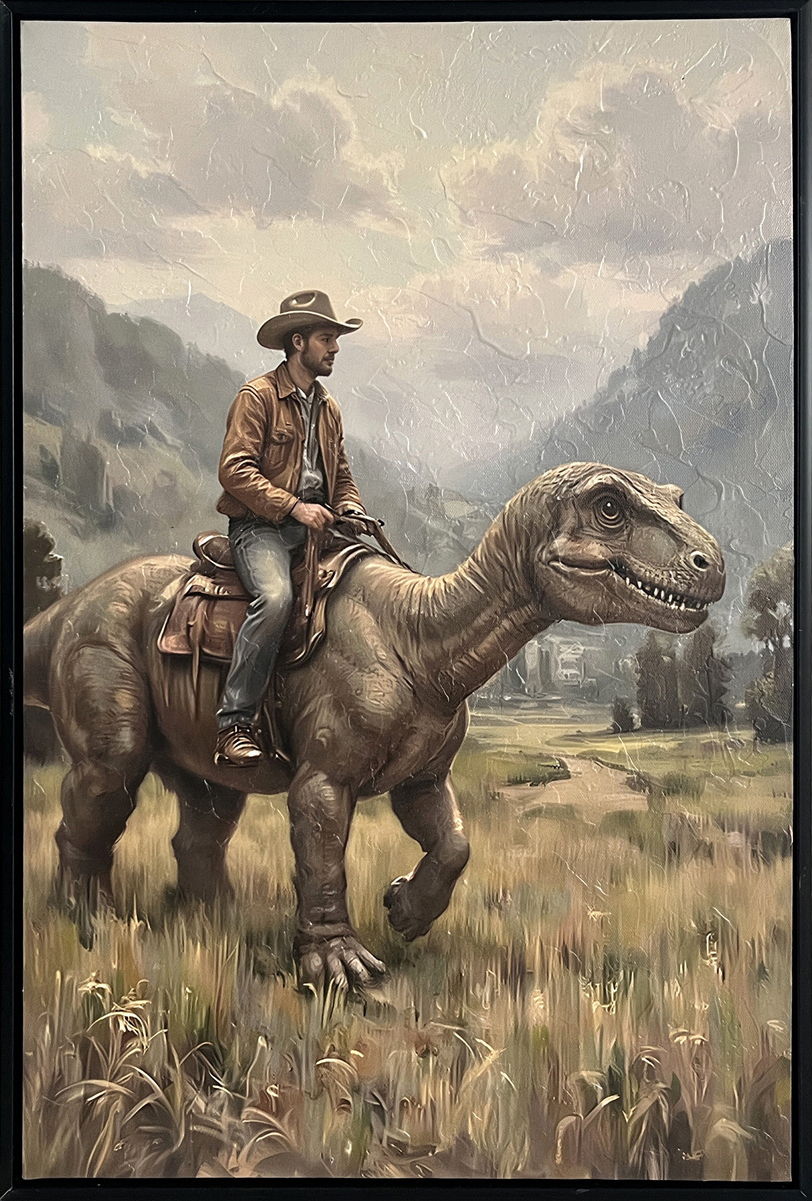 Jurassic Trail II Textured Canvas In Frame - Black / Brown