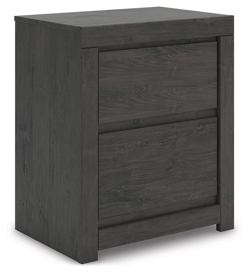 Fraluna - Two Drawer Night Stand - Charcoal