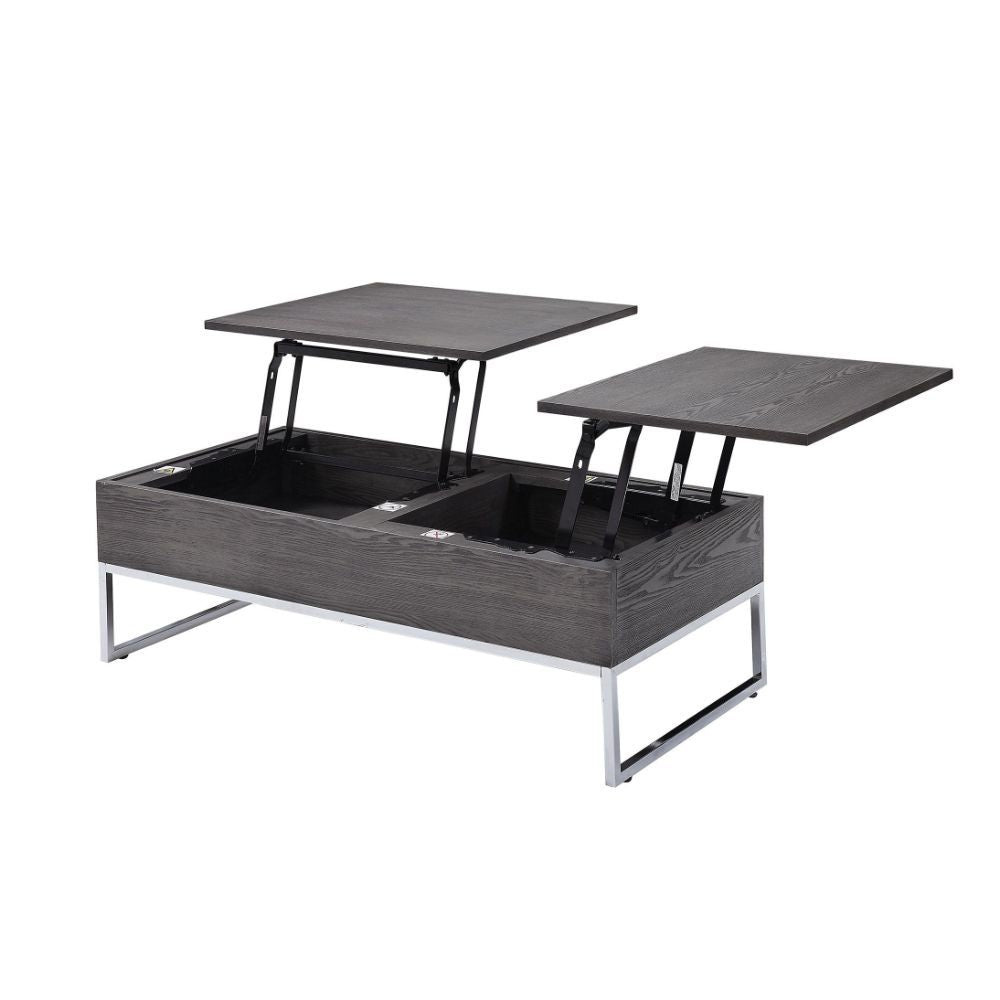 Iban - Mesa de centro - Roble gris y cromo