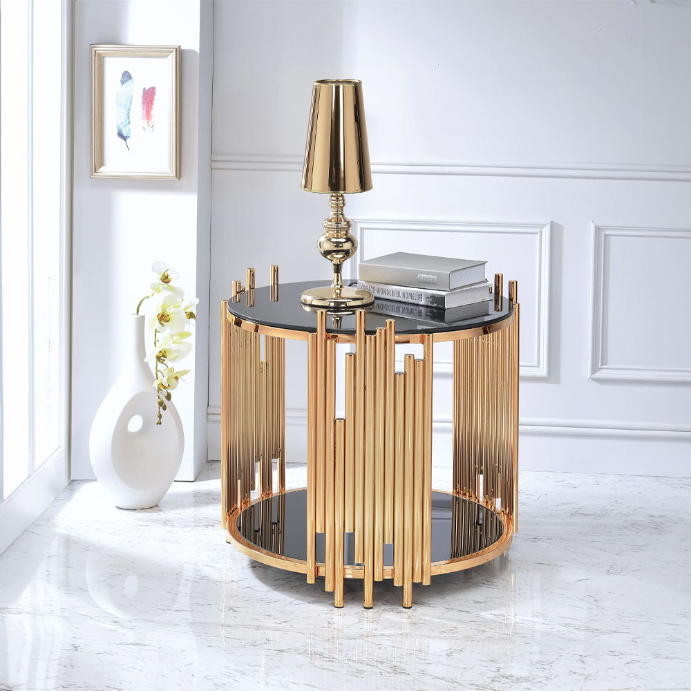 Tanquin - Mesa auxiliar - Cristal dorado y negro