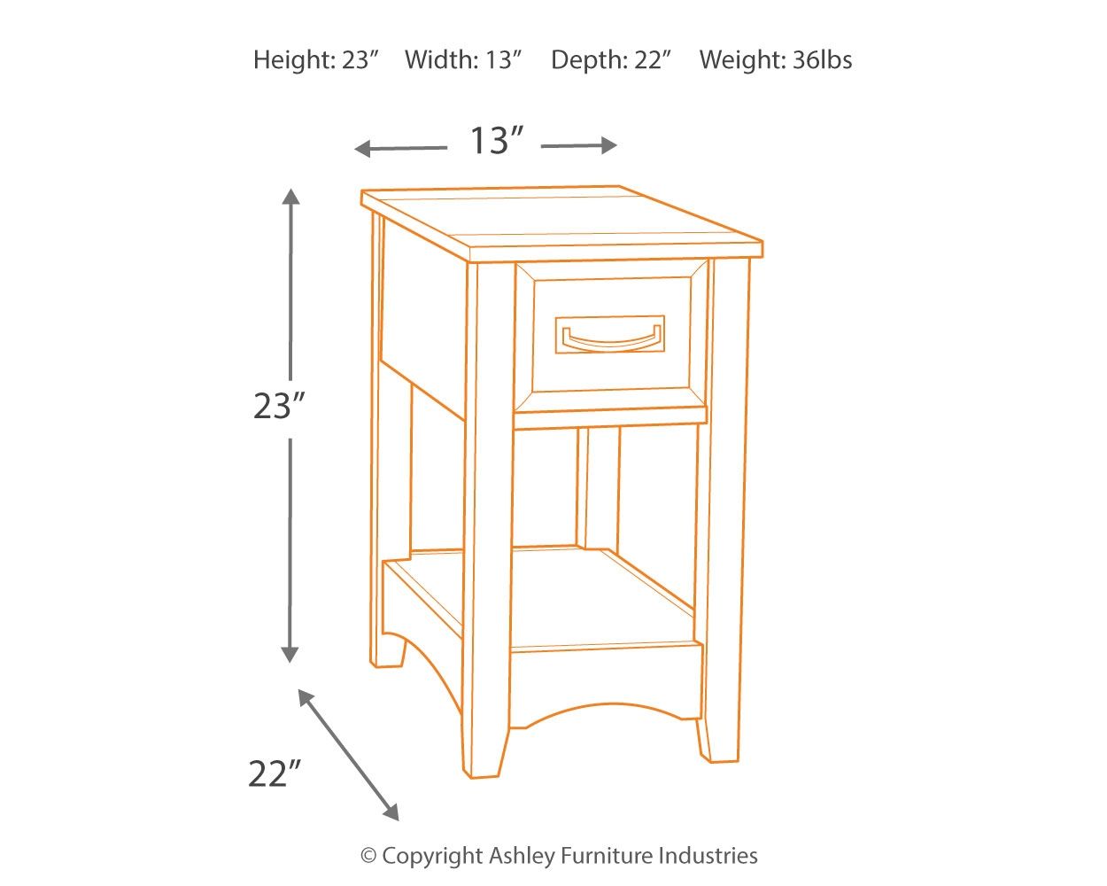 Breegin - Marrón - Mesa auxiliar con silla - 1 cajón