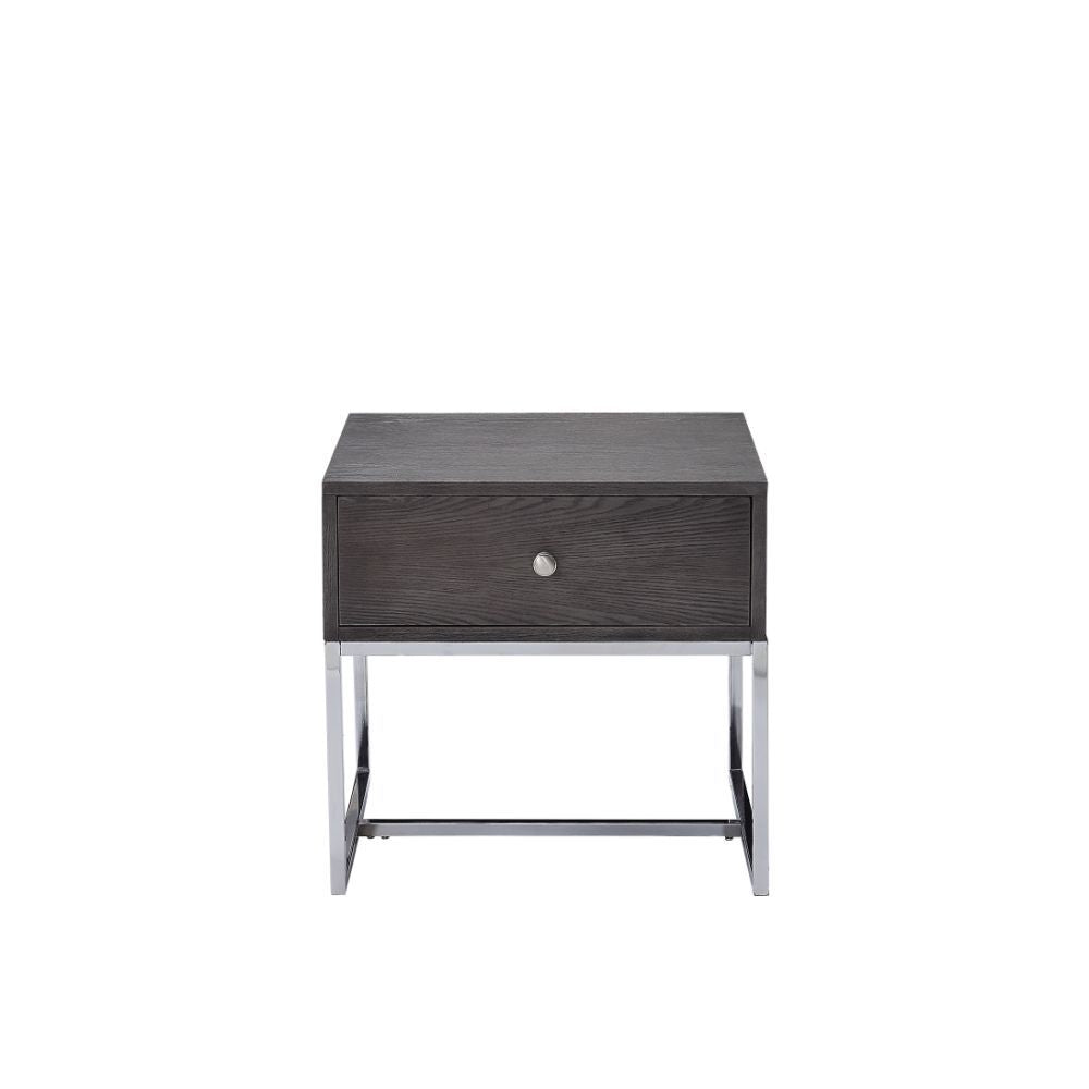 Iban - Mesa auxiliar - Roble gris y cromo