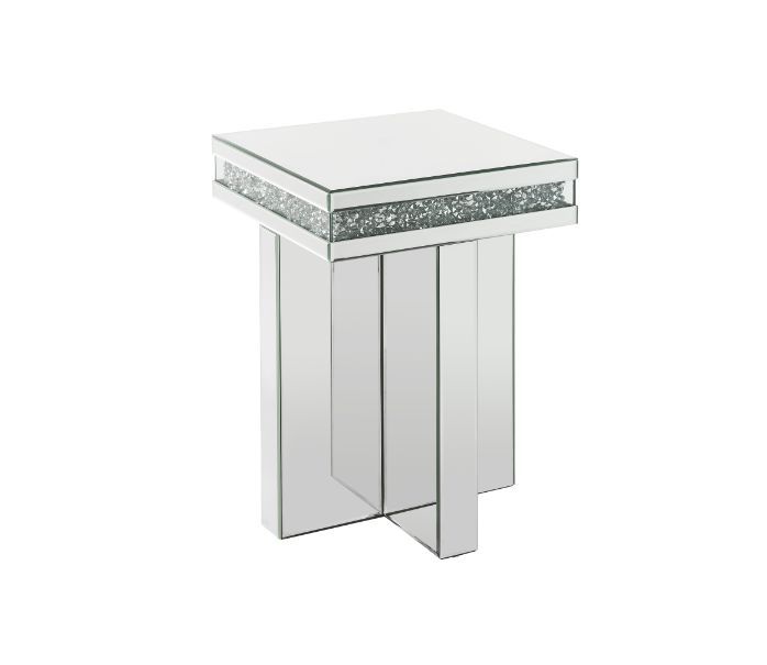 Noralie - Mesa auxiliar - Espejo y diamantes falsos - Madera - 24"