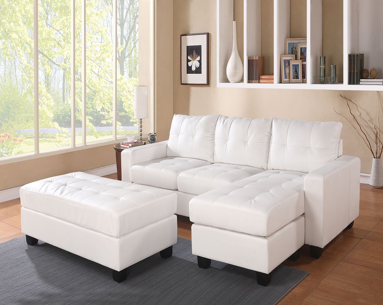 Lyssa - Sectional Sofa - White Bonded Leather Match