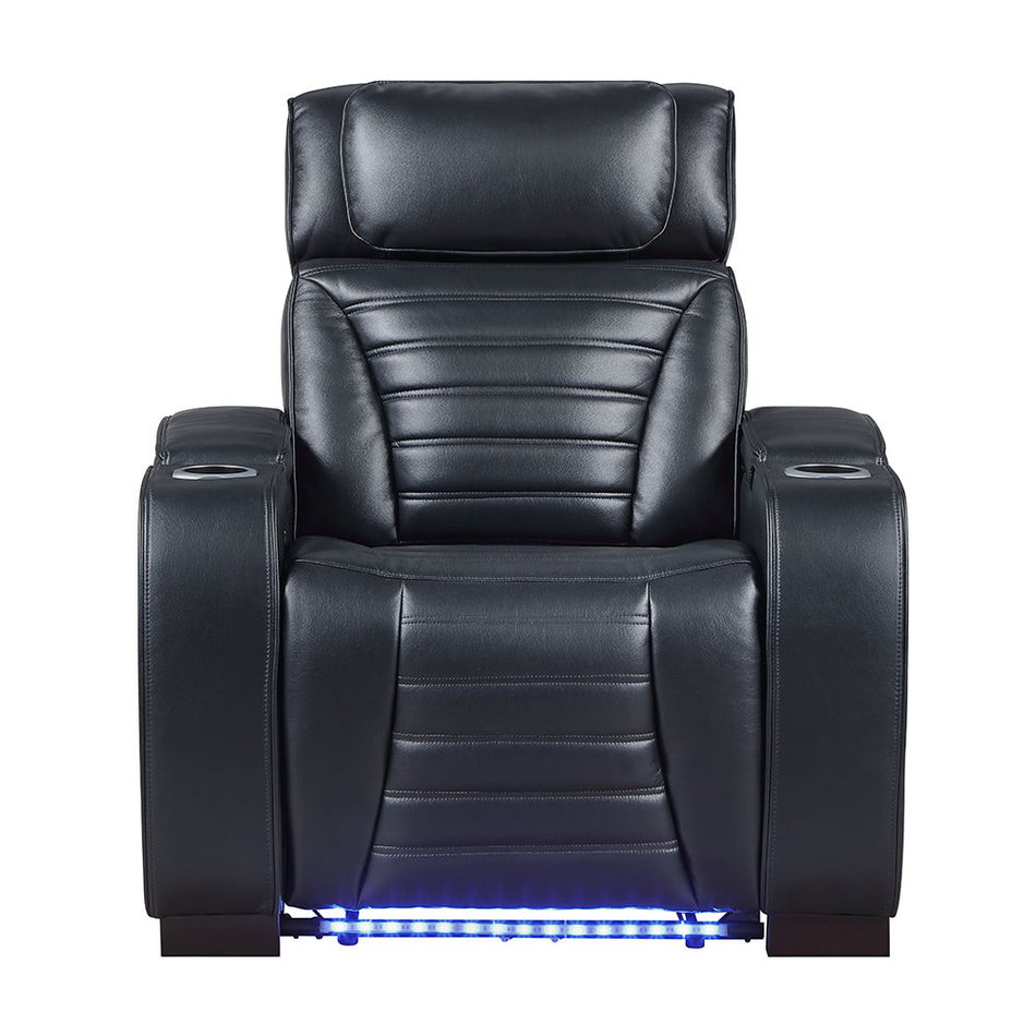 Ephron - Power Motion Recliner With Power Headrest & LED - Black