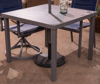 Rocky Creek - Gray - Square Dining Table With Umbrella Option