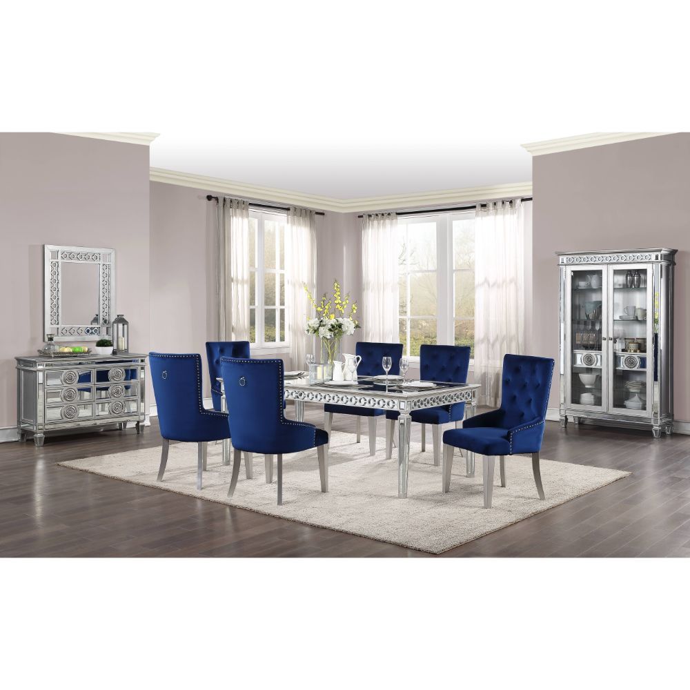 Varian - Dining Table (78"L) - Mirrored & Antique Platinum