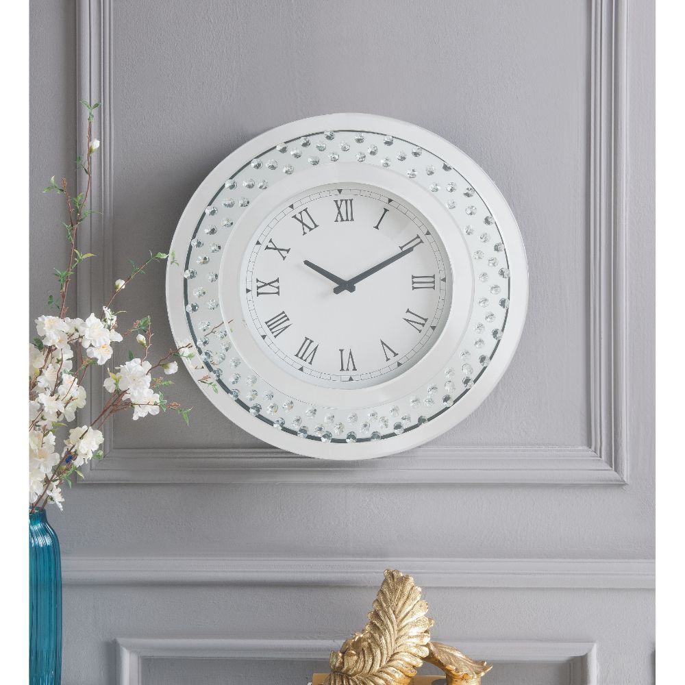 Nysa - Reloj de pared - Espejo y cristales de imitación - 20"