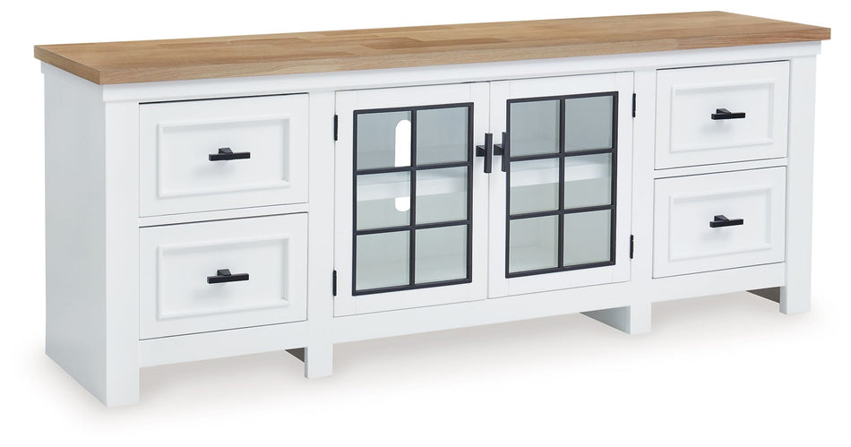 Ashbryn - Blanco / Natural - Mueble de TV extragrande