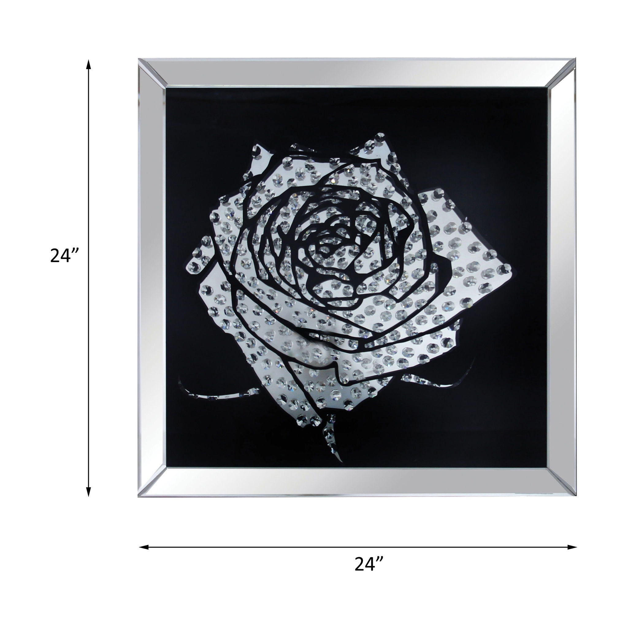 Nevina - Arte de pared - Rosa con espejo y cristal sintético
