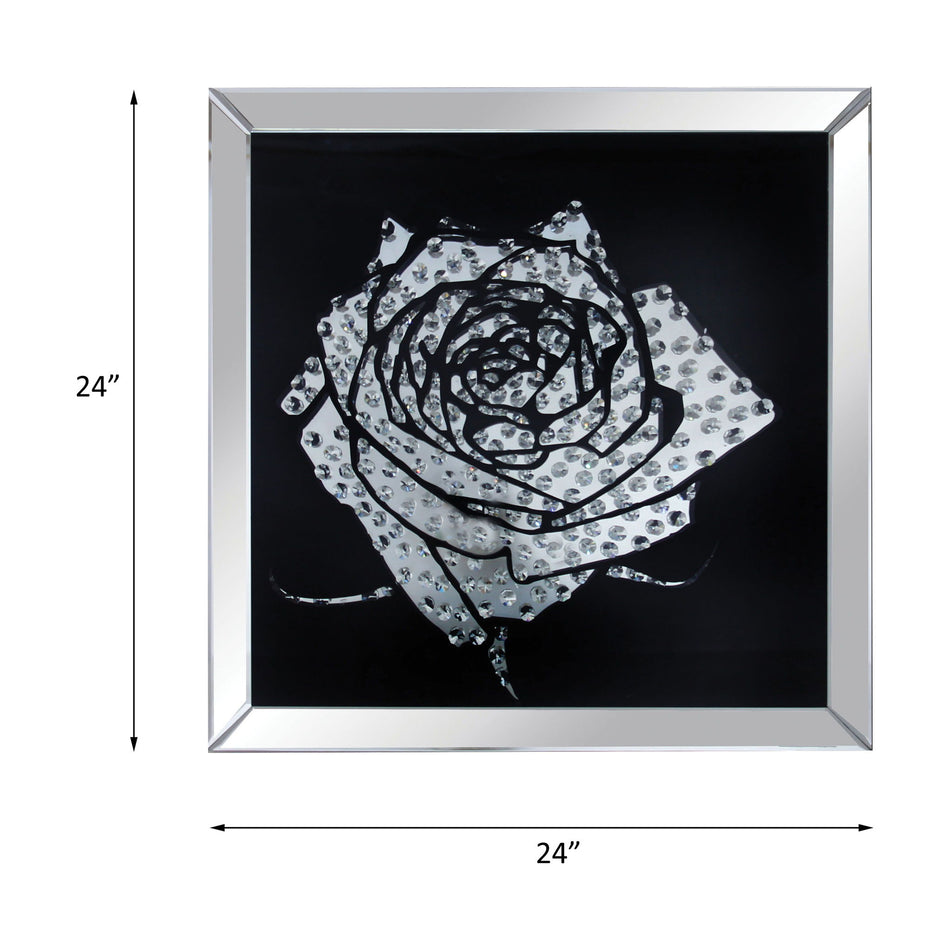 Nevina - Arte de pared - Rosa con espejo y cristal sintético